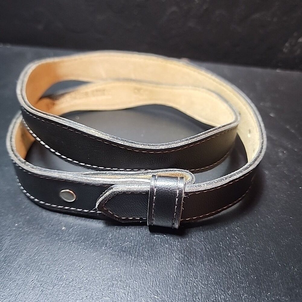 Fort Worth Leather Black Belt Women's Sz 30 Scalloped NO BUCKLE